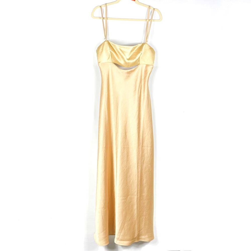 Bec & Bridge Carrie Maxi Dress Yellow Cutout Satin Slip Gown Sleeveless 10 US - Picture 5 of 13